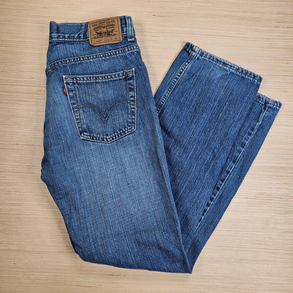 Levi's 514 Slim Straight Boys 18 Blue Denim Jeans 29x29 Casual Classic Y2K